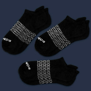3-Pack Bombas Men's Ankle Socks Black Honeycomb LARGE 7-12 NWT