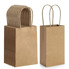 BagDream 50 Pack 3.5x2.4x6.7 Inches Small Kraft Paper Gift Bags with Handles Bul