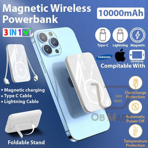 10000mAh Magnetic Power Bank Wireless Portable Mag Safe Charger Qi Fast Charging