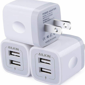 Wall Charger, [3-Pack] 5V/2.1AMP Ailkin 2-Port USB Wall Charger Home Travel Plug