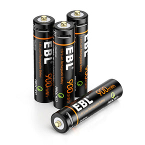 EBL Lot USB Rechargeable Lithium AAA AA Batteries 1.5V+Micro USB Cable for Mouse / Battery Size AAA / Package 4 x AAA Batteries