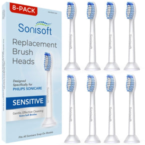 Sonisoft Sensitive Replacement Toothbrush Heads Compatible Philips Sonicare 8pcs