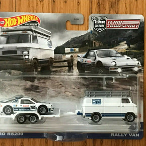 Hot Wheels Premium Car Culture Team Transport Ford RS200 + Rally Van Sealed New