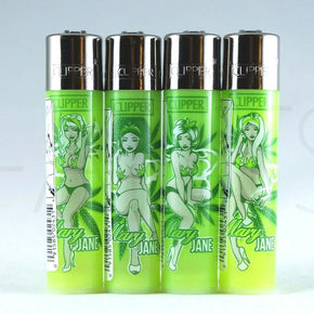 4 pcs New Refillable Clipper Full Size Lighters Mary Jane