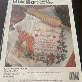 Bucilla cross Stitch Kit thanksgiving  Recipe Apron 64179 New thanksgiving