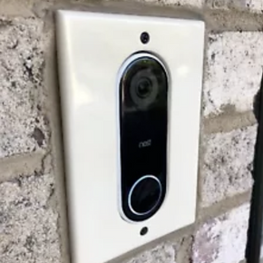 FLUSH MOUNTABLE Nest Hello Doorbell adapter plate intercom systems / Color Unpainted (Plate color will vary) / Distance between plate holes 5.25 Inches