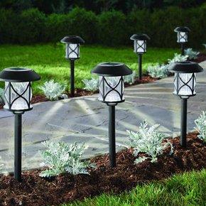 6-Pack of Solar Black LED Landscape Pathway Walkway Light Set Lamps (10 Lumens)