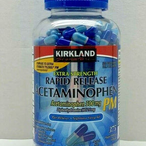 Kirkland Signature Extra Strength RAPID RELEASE ACETAMINOPHEN PM 500mg 375 Gels