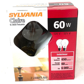 Sylvania 24 Pack 60W Light Bulbs A19 Clear Medium Brass Base 120V-125V 6000Hr