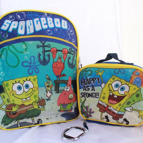 Little Boys School Large Backpack Lunch box Set Cartoon Book Bag Kids Children / Choose SpongeBob 2