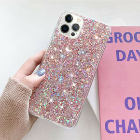 Glitter Sparkle Bling Cute Soft Case For iPhone 13 Pro Max 12 11 XR XS MAX 8 7+ / Color Glitter Pink(clear bumper) / Compatible Model For Apple iPhone 11 Pro Max