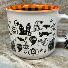 Large Coffee Mug Trick Or Treat Cobwebs And Cauldrons. Jack O Lanterns, Bats New