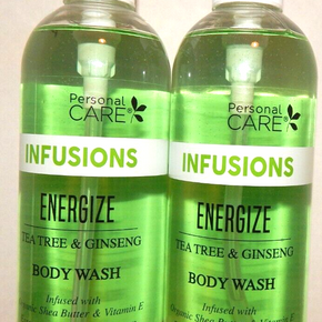 New Lot of 2 Infusions Energize TEA TREE & GINSENG Body Wash 16 fl oz each