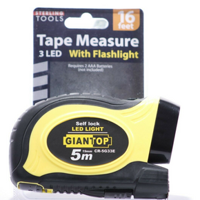 Self-Locking 16 Foot Tape Measure with LED Flashlight Great Tool