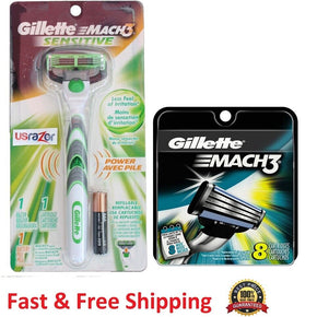 9 Gillette Mach 3 Razor blades & Sensitive Power Shaver Refills Cartridges M3