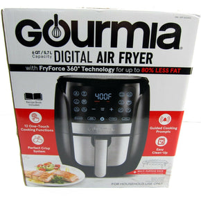 NEW Gourmia GAF698 6 Qt Low Fat Digital Air Fryer Black Stainless W FryForce 360