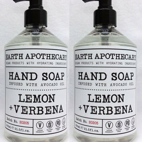 2 Earth Apothecary LEMON VERBENA Hand Soap W/ Avacado Oil Vegan No.20205 21.5 oz