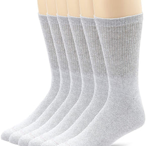 Hanes® Men’s Cushion Crew SOCKS 6/12 Pack  "Cotton~ COOL COMFORT~FreshIQ®" / Color Gray / Hosiery Size 10-13 (Fit shoe size 6-12) / Number of Pairs: 12 Pairs