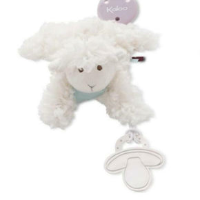 Kaloo - Les Amis Doudou - Stuffed Lamb Animal Pacifier Holder, Cream/White