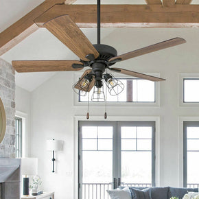 Rustic Ceiling Fan with Lights Farmhouse Fixture Remote Chandelier Lighting 52"