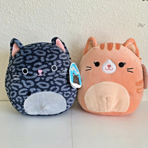 NEW Squishmallow Gigi and Xiomara 8” Cat Orange Tabby Black Leopard Bundle