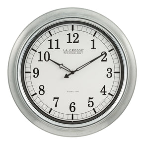 404-1246 La Crosse Technology 18" Indoor/Outdoor Atomic Wall Clock - Galvanized