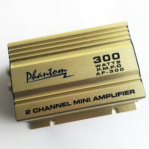 Gold PHANTOM 2-Channel 300 Watts Mini Amplifier for Car/Motocycle Audio System