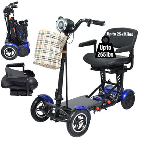 Powered Mobility Scooters for Adults, Foldable Electric Scooter with Seat / Color Blue / Range Up to 16+ Miles Range