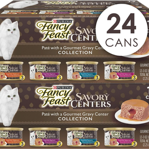 Fancy Feast Savory Centers Variety Pack Canned Cat Food, 3-oz, case of 24