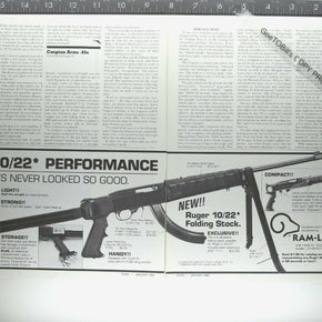 1986 2 page Ruger 10/22 folding stock by Ram-line vintage magazine advertisement