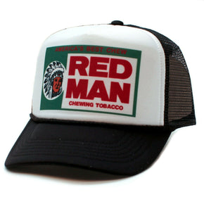 Red Man Chewing Tobacco Hat Vintage Logo Truckers Cap Adult One Size Multi / Color Black/White