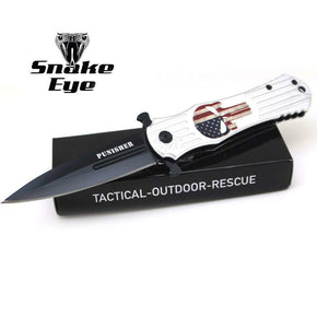 Snake Eye Tactical HeavyDuty Fantasy Punisher Skull Handle Spring Assisted Knife