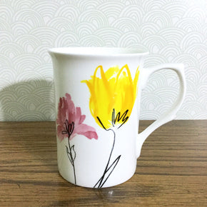 Flower Coffee Cup Mug Stechcol Gracie Bone China 10 oz Garden Colorful Floral / Pattern Watercolor Tulips (Multi)