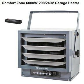 Comfort Zone Garage Heater Ceiling Mount Fan Forced 6000W 208/240 Volt CZ225ER