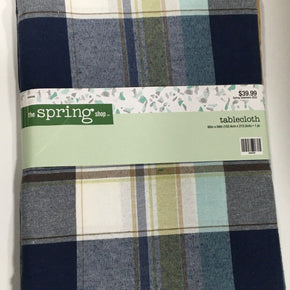 BLUE PLAID FESTIVE SPRING 60X84 TABLECLOTH FREE SHIP