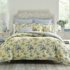 Laura Ashley Home Cassidy 7pc Comforter SET FULL QUEEN Yellow Floral NEW