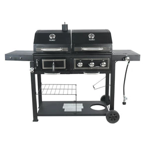 RevoAce Dual Fuel Gas & Charcoal Combo Grill, Black with Stainless Outdoor