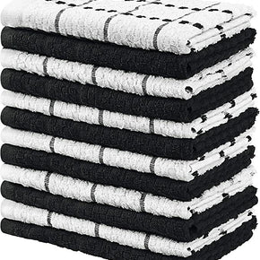 Utopia Towels12 Pack Kitchen Towel Dish Cloth Super Absorbent Tea Towels 15x25" / Colour Black / Pieces 12
