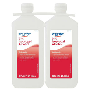 Equate 91% Isopropyl Alcohol Liquid Antiseptic, 32 fl oz, Twin Pack NEW