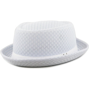 Porkpie Hat - Light Weight Classic Soft Cool Summer Mesh Porkpie Hat 7060 / Color White / Size L/XL