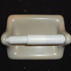 Toilet Paper Tissue Holder Almond Glazed Ceramic With Roller Bath Accessory