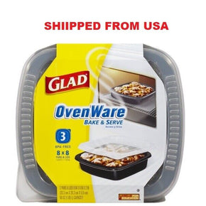 Glad Ovenware Food Storage Containers Square 8 X 8 56 3pcs Oz **FREE SHIPPING** / QTY 1 pack