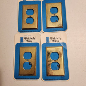 4 Baldwin Solid Brass Outlet Wall Plate Covers NEW Sealed Package