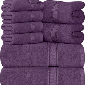 Utopia Towels 600 GSM 8Pc Towel Set 2 Bath Towels 2 Hand Towels 4 Washcloths / Color Plum / Package Quantity 8