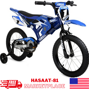 16" Moto BMX Bike w/ Cool Motorbike Designfor Kids Ages 4-7 Height 3'2"+ Blue