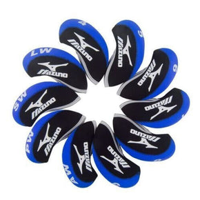 MIZUNO Blue & Black Color Golf Iron HeadCover 10 pcs Set Head Covers Neoprene US