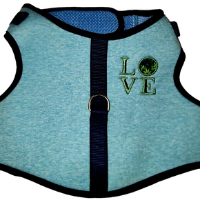 NEW Ed Ellen Degeneres Light & Dark Blue "Love" Puppy/Dog Harness, Large