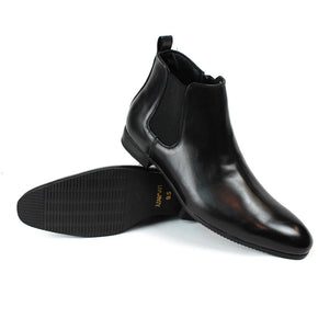 Black Leather Mens Ankle Dress Boots Side Zipper Round Toe Chelsea ÃZARMAN / US Shoe Size (Men's) 10