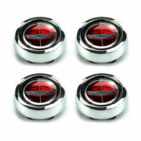 NEW SET OF 4 Torino Fairlane Falcon Comet Magnum 500 Red Ford Crest Wheel Caps