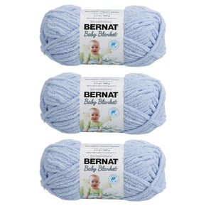 Bernat Baby Blanket Yarn (100G/3.5 OZ) Gauge 6 Super Bulky - 3 Pack / Color Baby Blue